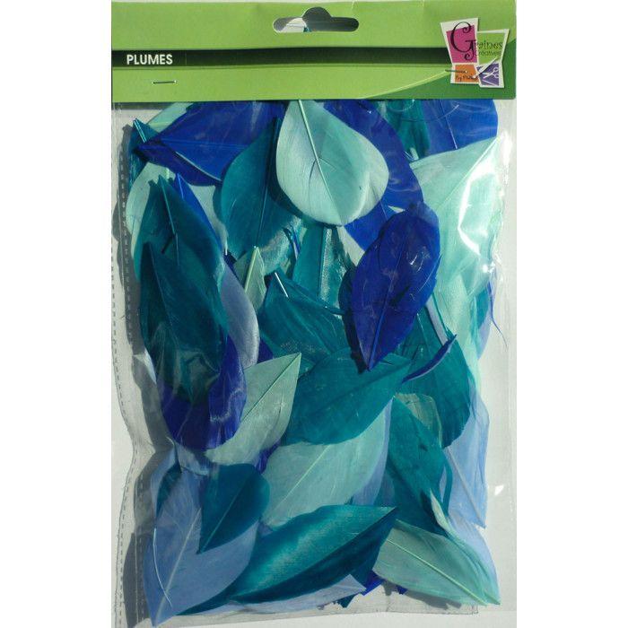 Plumes d'oie coupées - Camaïeu Bleu - 10 grammes - Longueur 6 cm