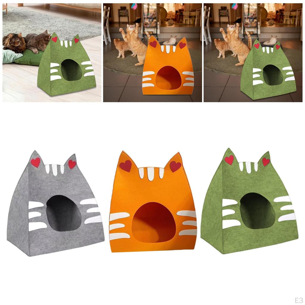Felt Cat House Privacy Cave Cute Furniture Sturdy for Indoor Cats Foldable Kitty Washable