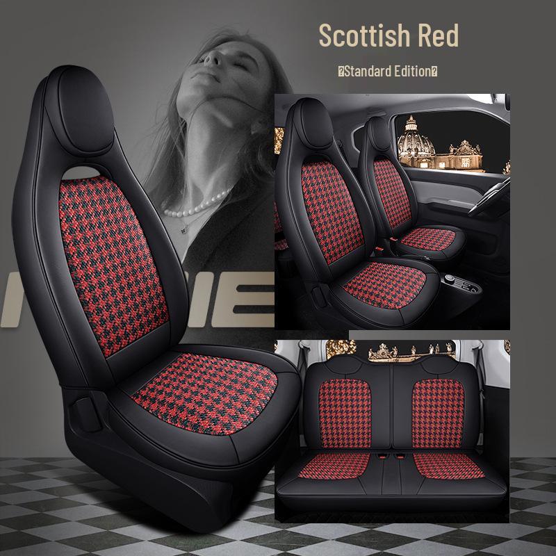 Houndstooth Seat Cover for Wuling Hongguang MiniEV - All-Season, Full Wrap Cushion