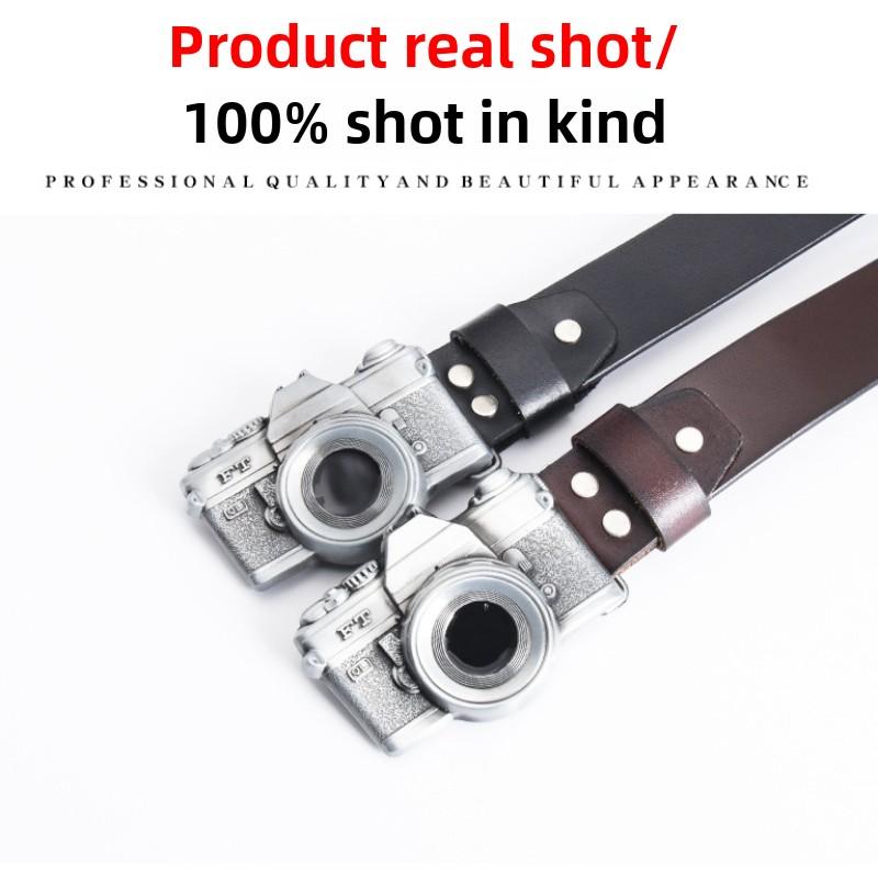 Art Style Belt Men's Leather Camera Personality Belt Punk Casual Pants Belt