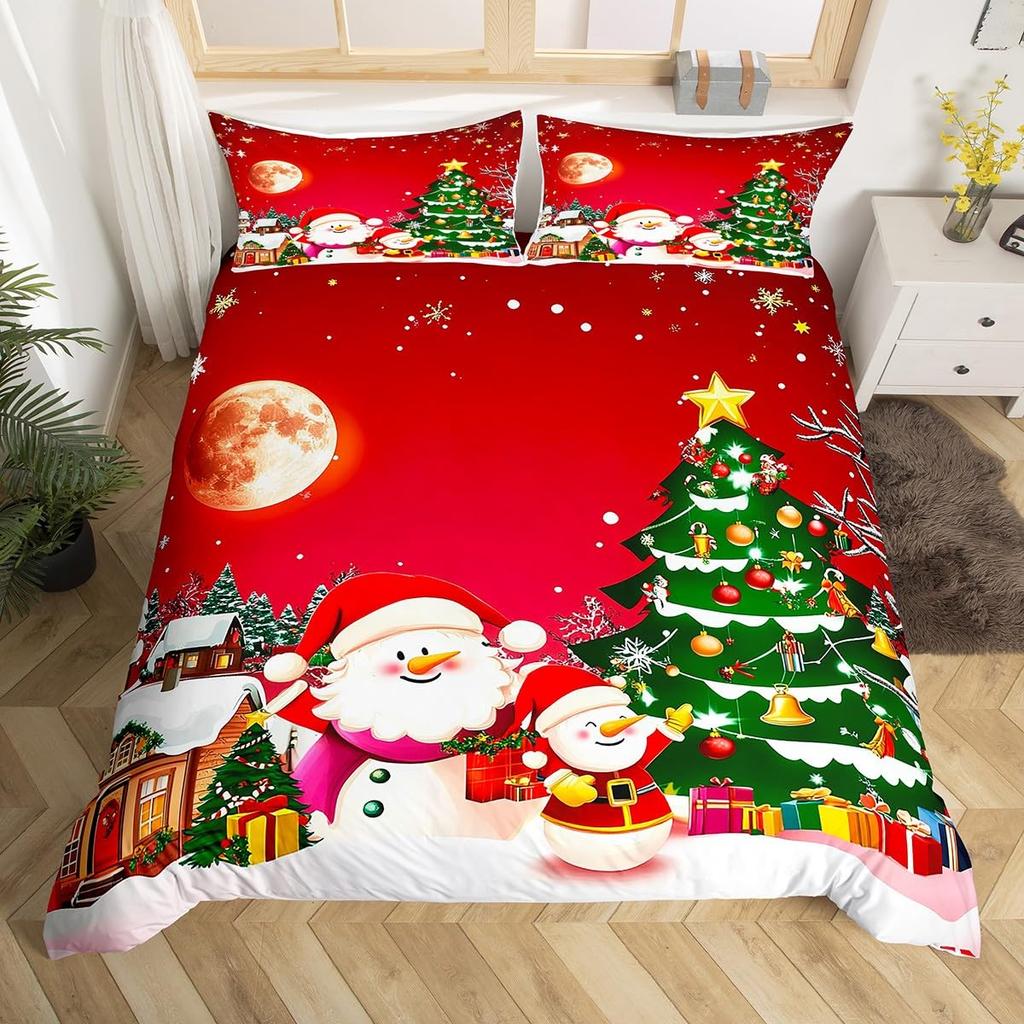 Comforter Merry Christmas Twin King Santa Claus Bedding Set Christmas Tree Winter Theme Comforter Happy New Year Bedding