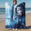 1pc Sword Warrior Battle - Throw Blanket, Soft, Flannel Blankets, Living Room, All Seasons Use-1021171