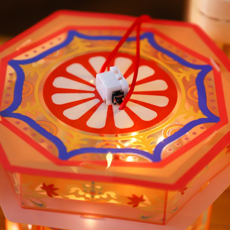 Handmade Children's DIY Mid-Autumn Festival Rabbit Lanterns: Ancient Style Hexagonal Palace and Handheld Flower Lanterns, Hanfu Accessories.