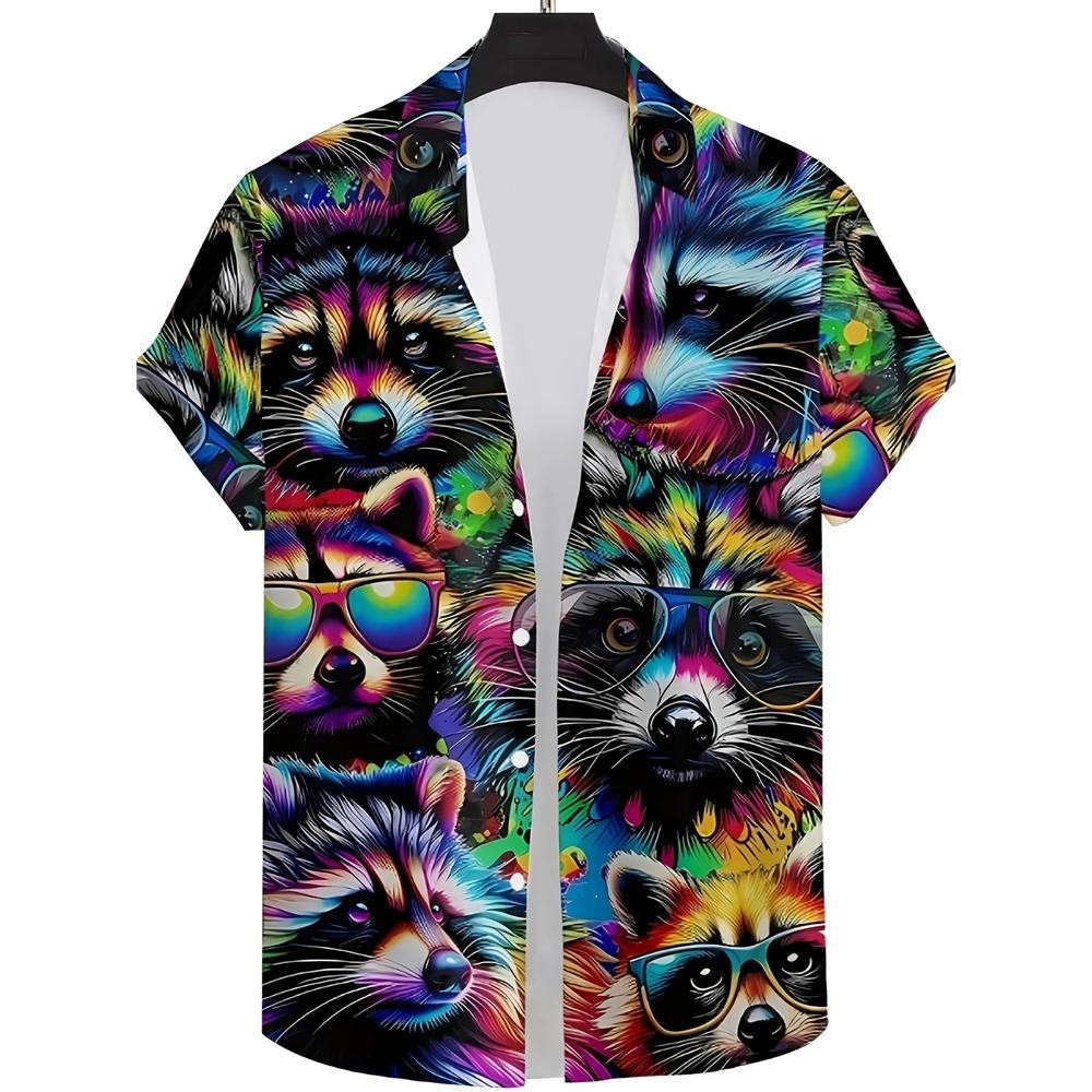 2026 Men's Summer Shirt Lapel Design Swimming Circle Gorilla Pattern Men's Large Size Shirt Fashion Loose Seaside Partywear