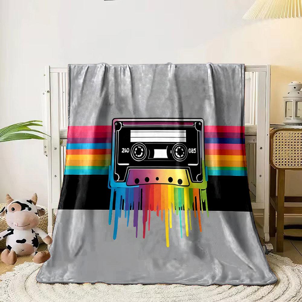 Retro Rainbow Cassette Design Print Blanket Soft and Cozy Perfect for the Living Room Bed Sofa or a Nap,gift