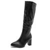 Eilyken 2026 Fashion Square Heels Pointed Toe Women Knee-High Boots Autumn Winter Shoes Punk Style Zipper Long Booties