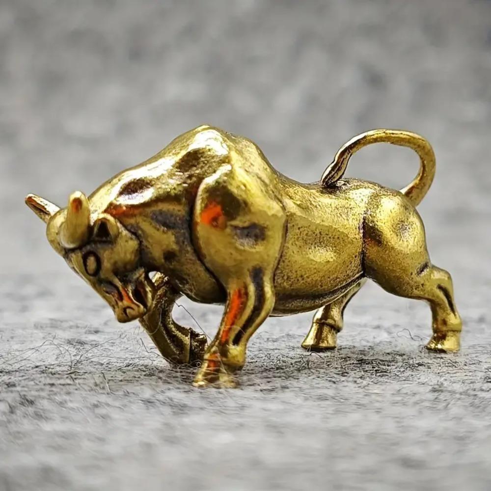 2pcs Twelve Zodiac Mini Cattle Statue Vintage Bull Ornament  Garden Decoration