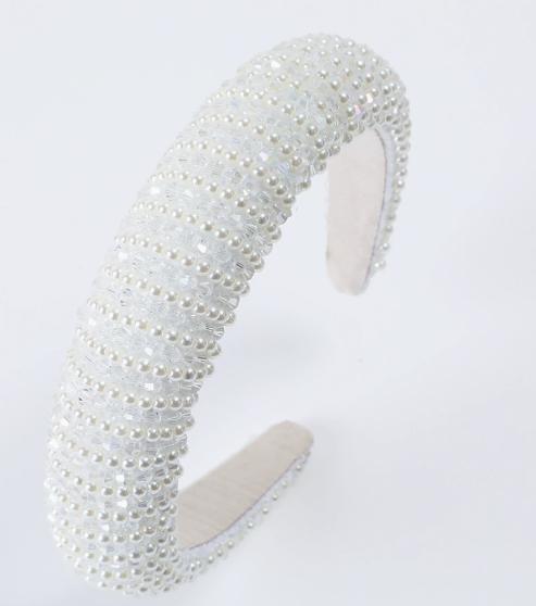 3cm Width Crystal Luxury Girl's Handmade Beaded Hairband Braided Rhinestone Bead Headband