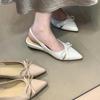 Pointed bow bag head sandals temperament commuter work shoes thick heel elegant buckle single shoes women