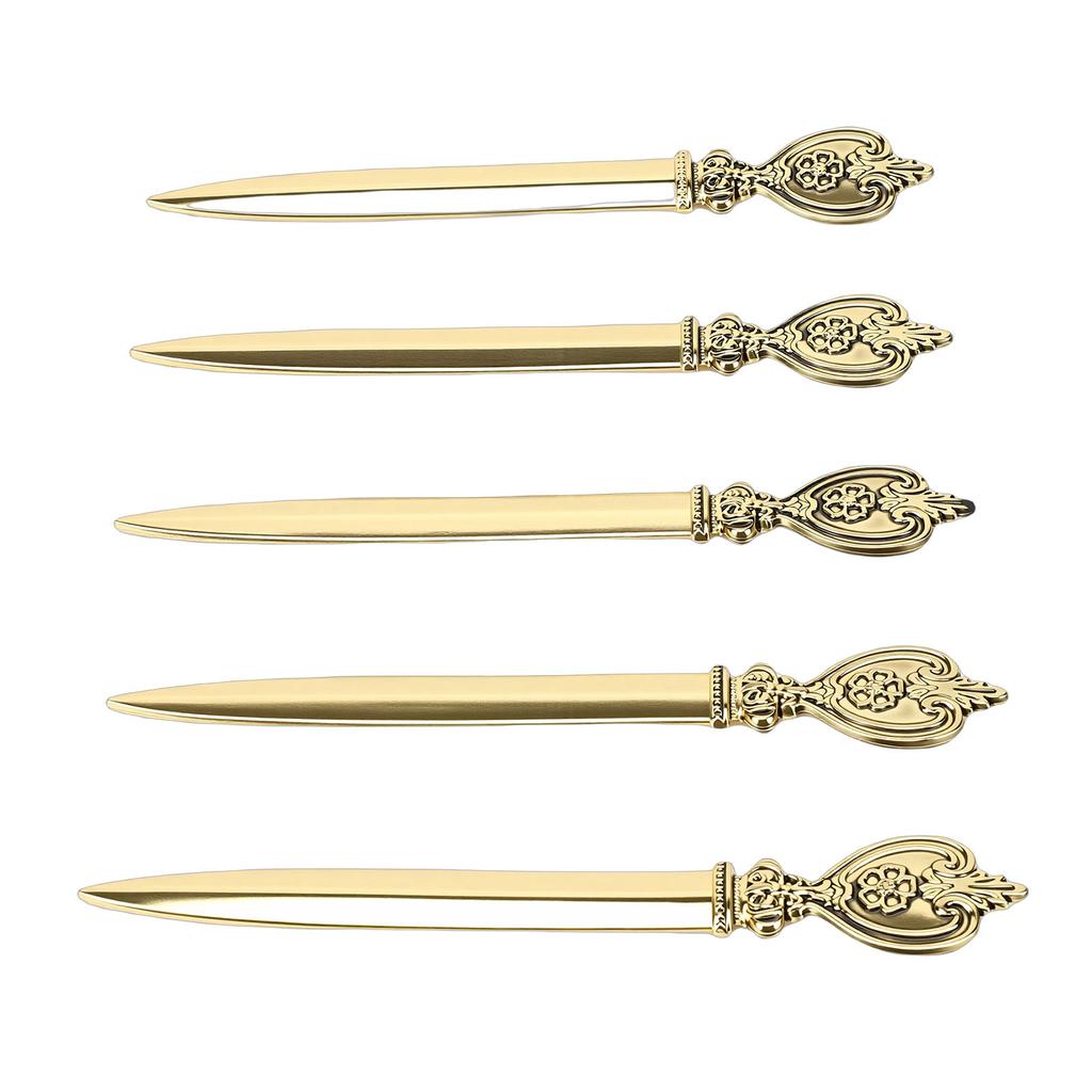 5 Pezzi Apribuste Vintage in Lega di Zinco Metallo Strumento per Aprire Buste e Posta per Casa Scuola Uso Dorato