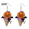 Gift for Halloween Lovers 1 Pair 2D Acrylic Earrings Women, Spooky Pumpkin Skull Trendy Cartoon Jewelry Black Cat Dangle Drop Earrings, Holiday Gifts