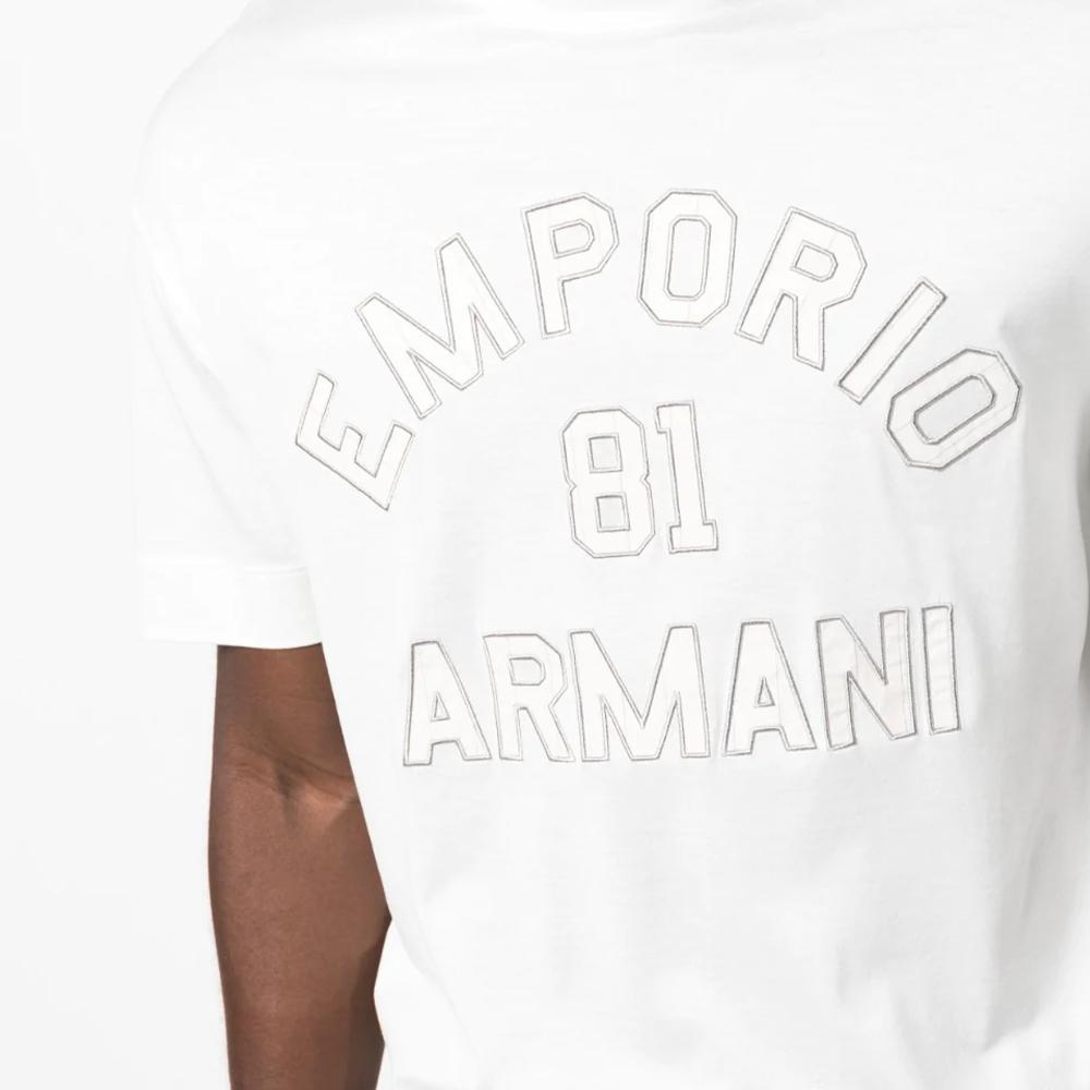 Emporio Armani Ss23 Letter Logo Printed Crew Neck Short Sleeve T-Shirt Men Tops White 3R1TV9-1JUVZ-0101