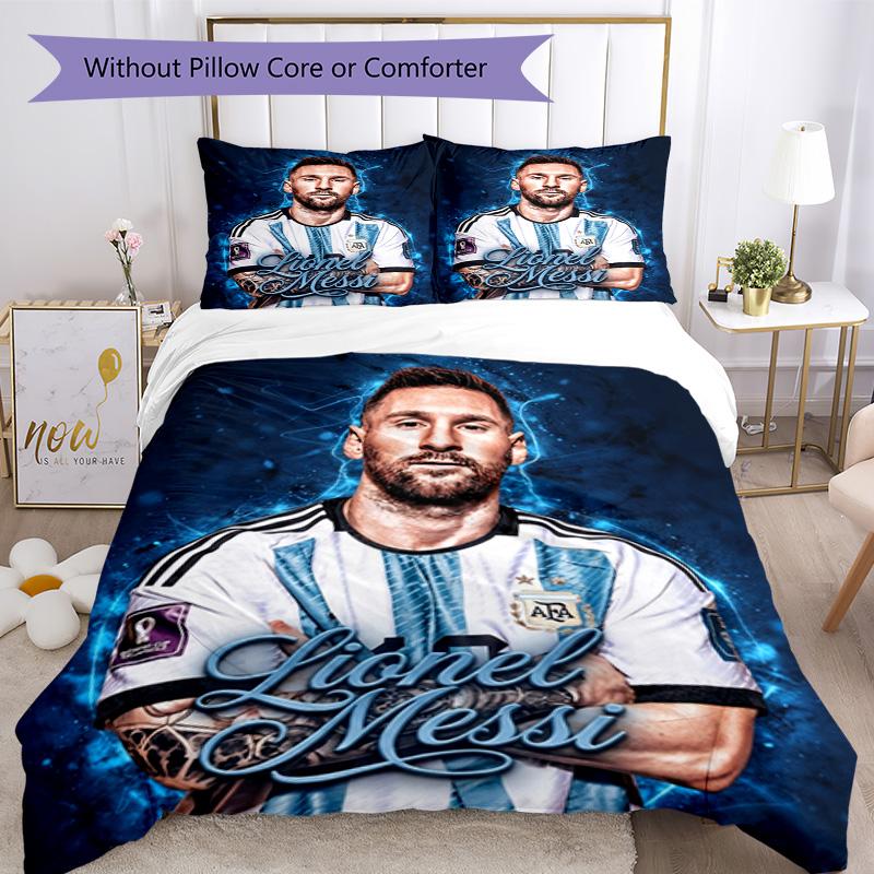 Messi Lionel Messi Personalized Name Bedding Set,Breathable Bed Linen for Guest Room Decoration,Perfect Housewarming Gift,All Season Duvet Cover with