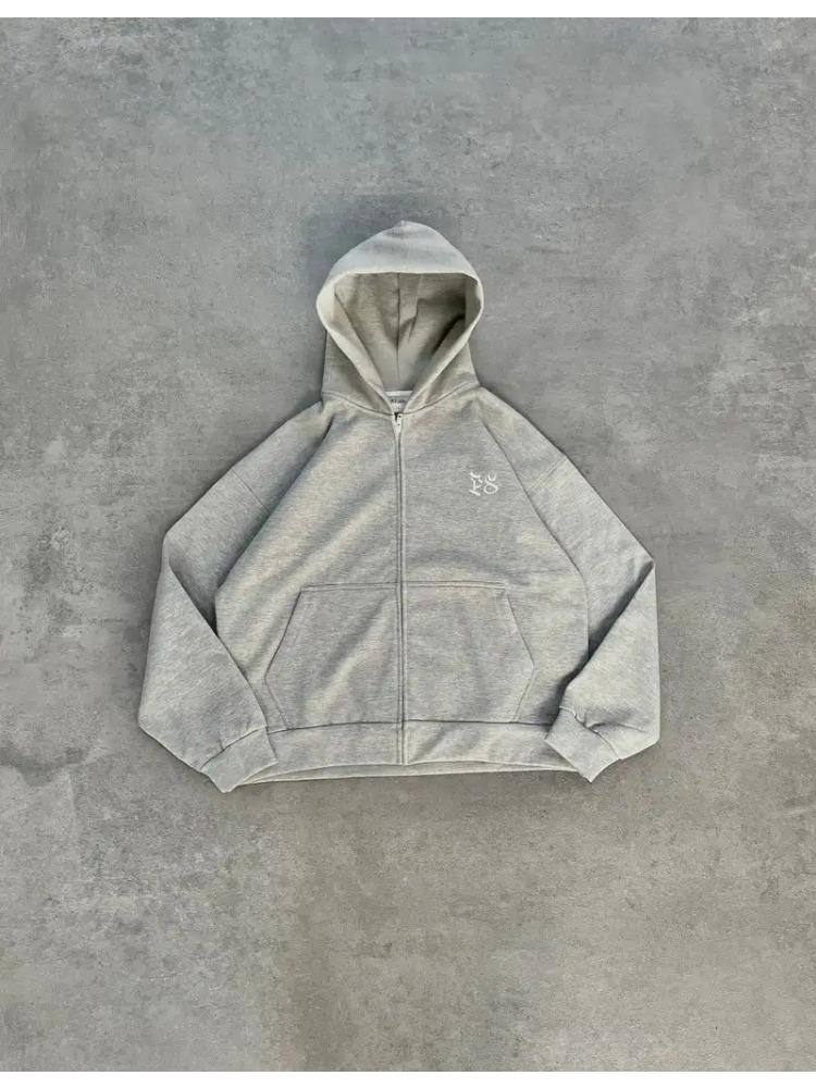 American Fashion Solid Color Oversized Sweatshirt Mens Y2K Two Piece Harajuku Hip-Hop Gothic Joker Slacks Jogging Pants