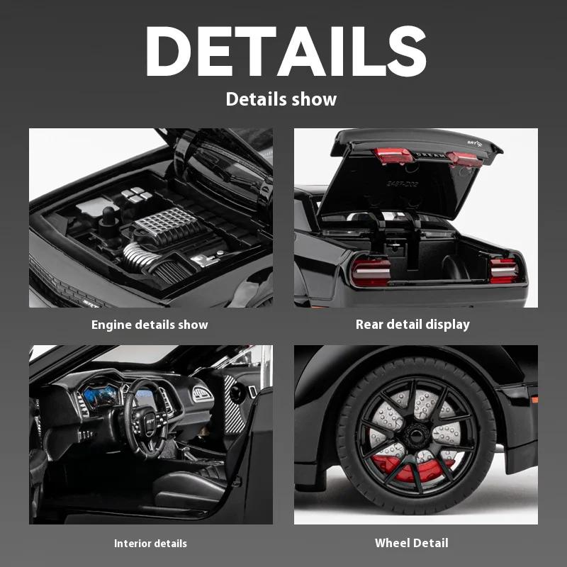 1/24 Dodge Challenger SRT Hellcat Redeye Muscle Alloy Diecast Car Model Computer Desktop DIY High Simulation Collection Ornament