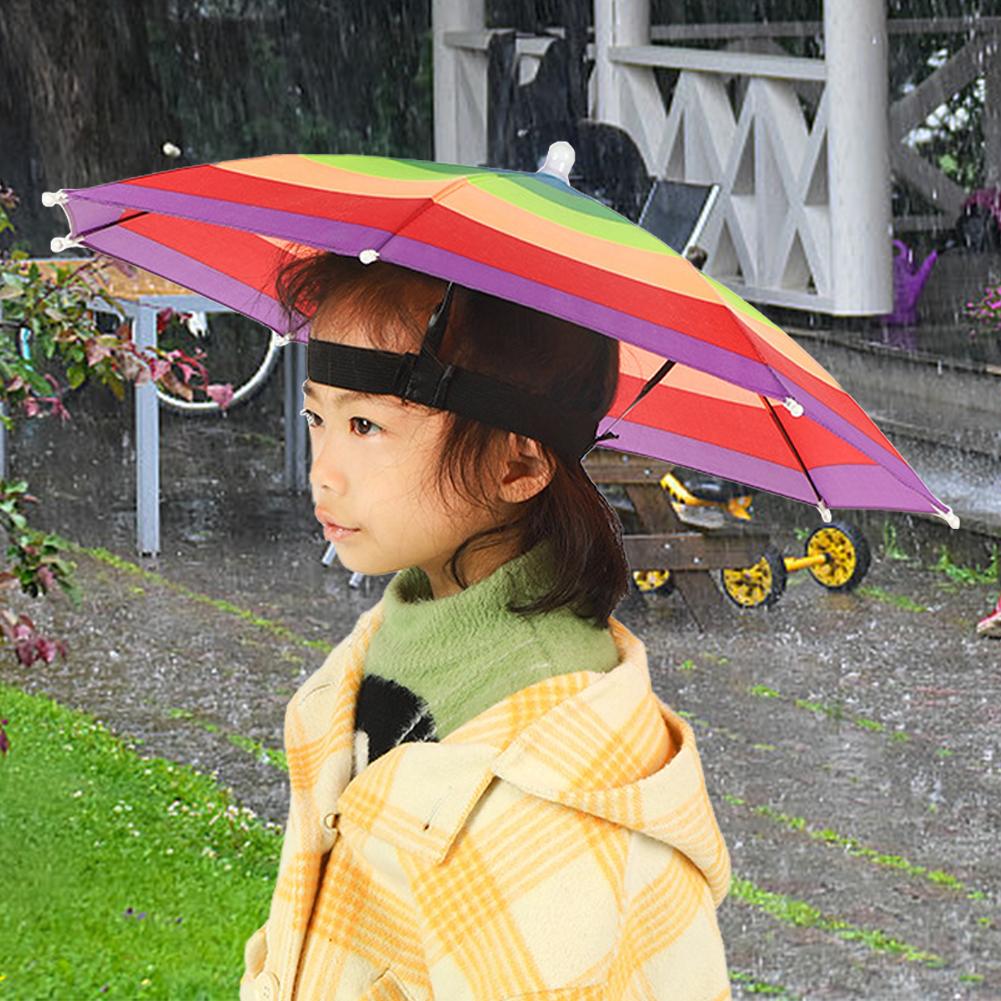 Umbrella Hat For Kids Child Foldable Outdoor Fishing Headwear Cap Head Waterproof Sun Camping Hat Beach Cap Headwear