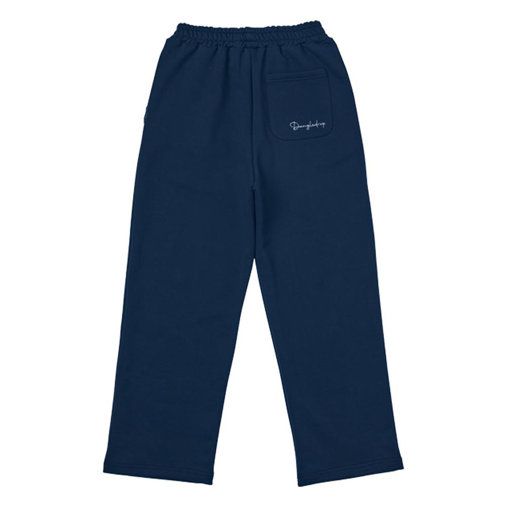 DANGLEDROP Embroidered Logo Sweat Wide Pants Navy