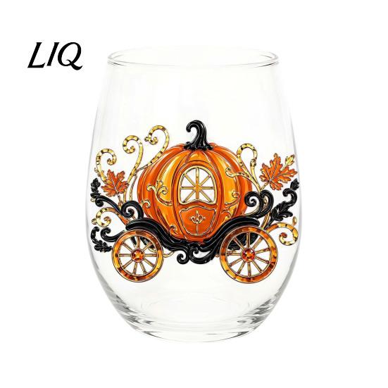 Personalized Daily Use Glassware Stemless Wine Glasses with Marine Animal Pattern, 420ml Capacity, High Borosilicate Clear Glass Cups for Party