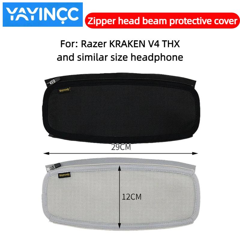 YAYINCC Replacement Mesh/Protein skin Ear pads+Zipper headband cover Combo For Razer Kraken V4/V4X/V4Pro/Kitty V2 Pro Headphones