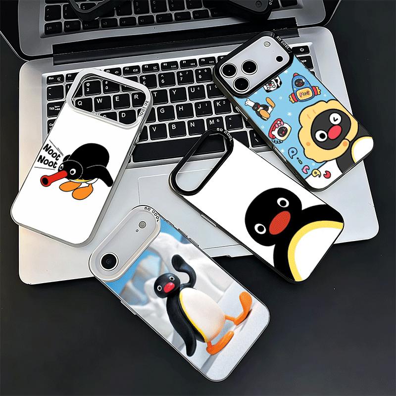 Cartoon P-Pingu Pinguin Weiche Handyhülle für iPhone 15 16 17 Pro Max 17Air 16E 14 Plus 13 12 Mini Stoßfeste Hülle Rückseite