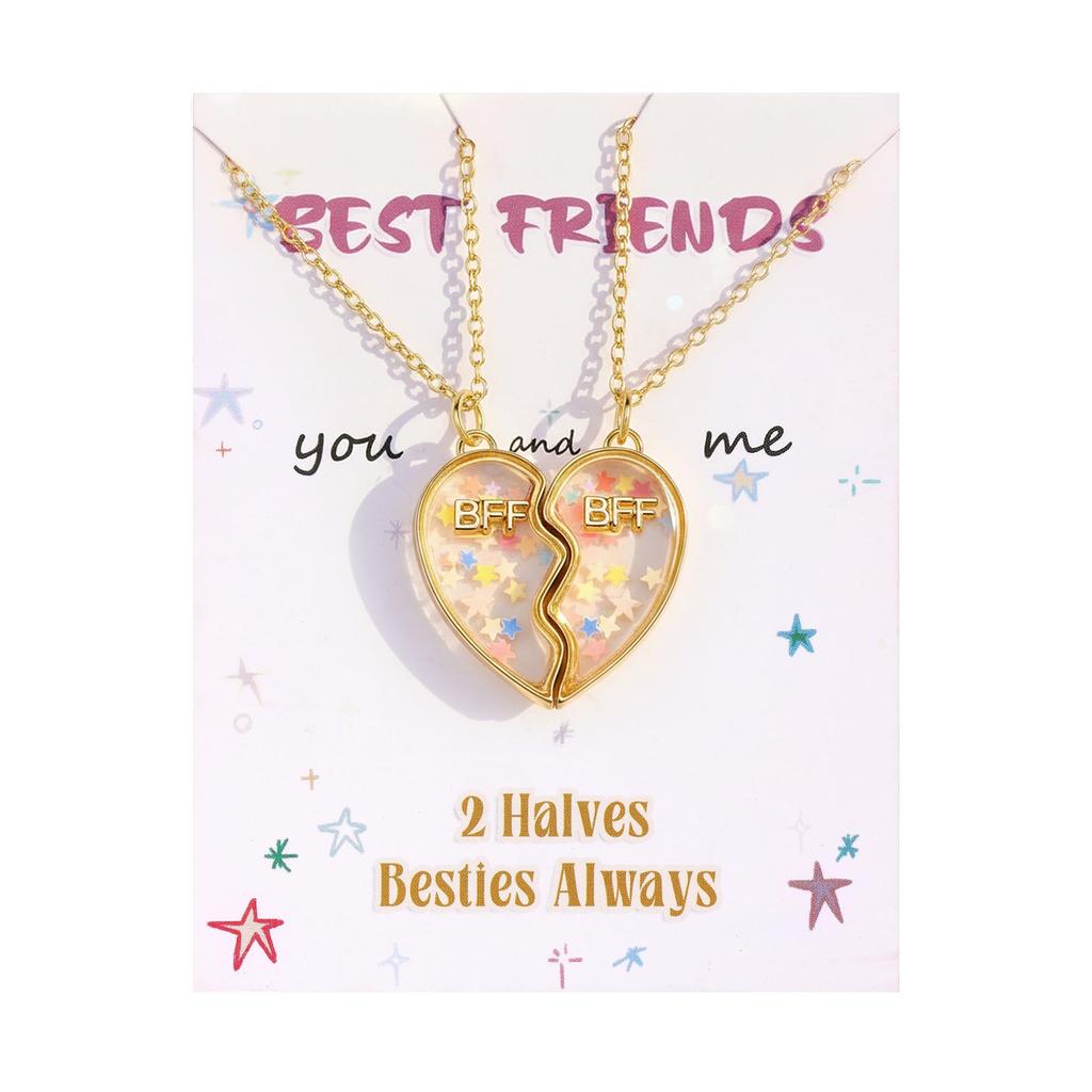 Bobisty Friendship Necklace for 2 Best Friend Necklaces Matching Pendant BFF Necklace for 2 Sister Magnetic Split Heart Necklace