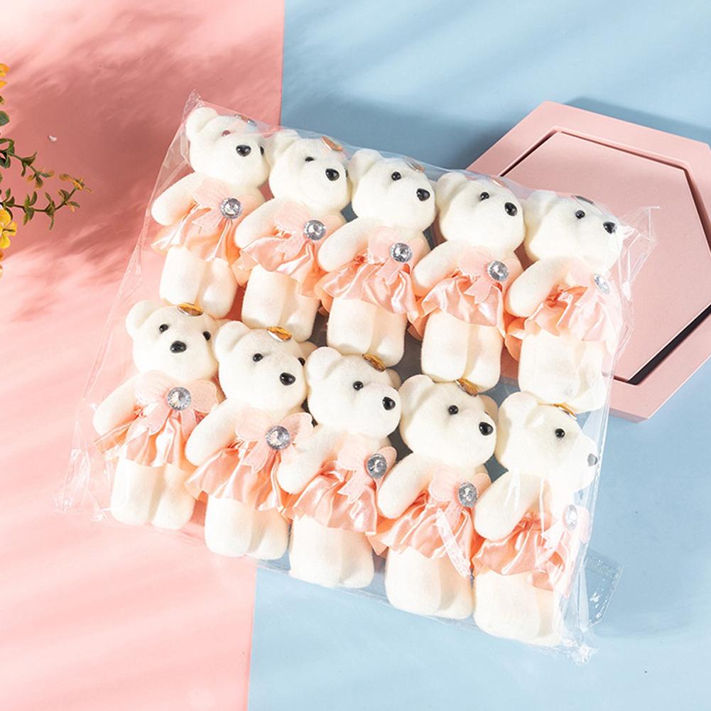 10Pcs 12cm Cute Bear Flower Bouquet Dolls Toy Cartoon Doll Bouquet Graduation Birthday Wedding Party Decoration