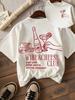 Unisex Cotton Short Sleeve Women's Wine and Cheese Club Pattern Y2k Round Neck T-Shirt Summer Spring Short Sleeves Graphic T Shirts Su Unisex,gift,Top