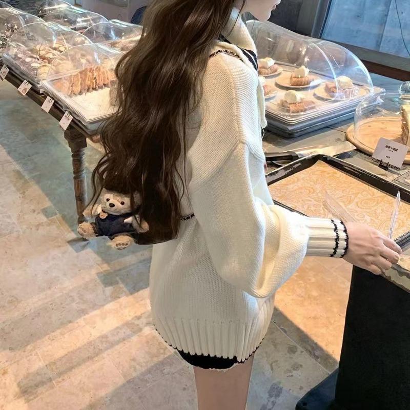 Women S Korean Style Loose Lapel Cardigan Sweater Autumn Winter Knit Top