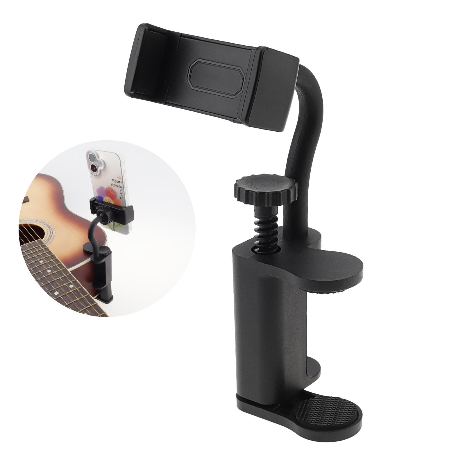

Универсальный держатель для телефона для гитары - Регулируемое и вращающееся крепление для нот, обучающих видео, прямой трансляции и записи, классический зажим для смартфона