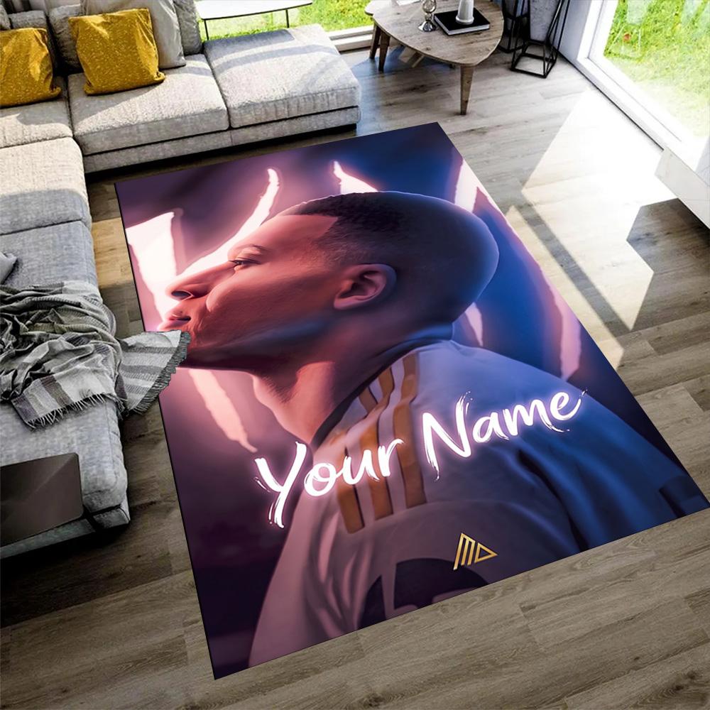 Mbappé Customize Text Carpet Perfect for Living Rooms Game Room Hallway Foyer Anti-slip Rug Office Home Decor Gift for Festivals
