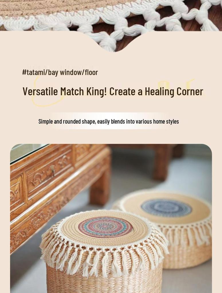 Round Tatami Floor Cushion for Reading, Meditation, and More