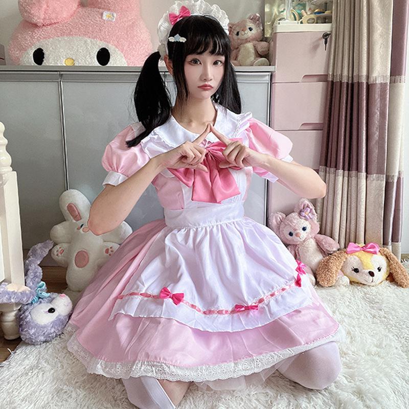 Japanese sweet cute pink and white maid costume cosplay two-dimensional soft sister maid uniform