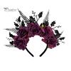 Fascia Nera con Testa di Rosa per Halloween, Fascia, Ghirlanda di Fiori e Foglie Cerchietti per Capelli Fasce, Accessori Gotici Donna Copricapo Fascia per Capelli Cosplay Festa Vestito