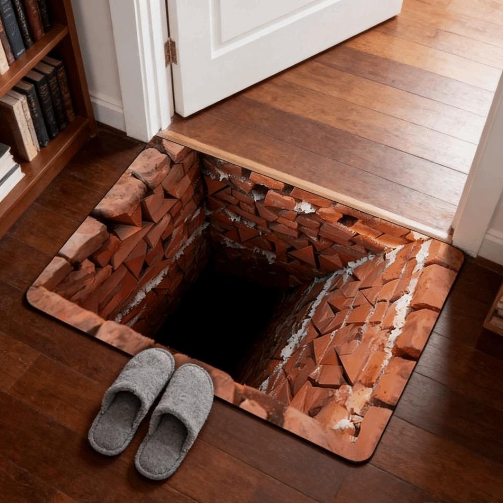 Water-absorbing Bathroom Carpet Non-slip Bedroom Door Rug Optical Illusion Doormat  Home Decor