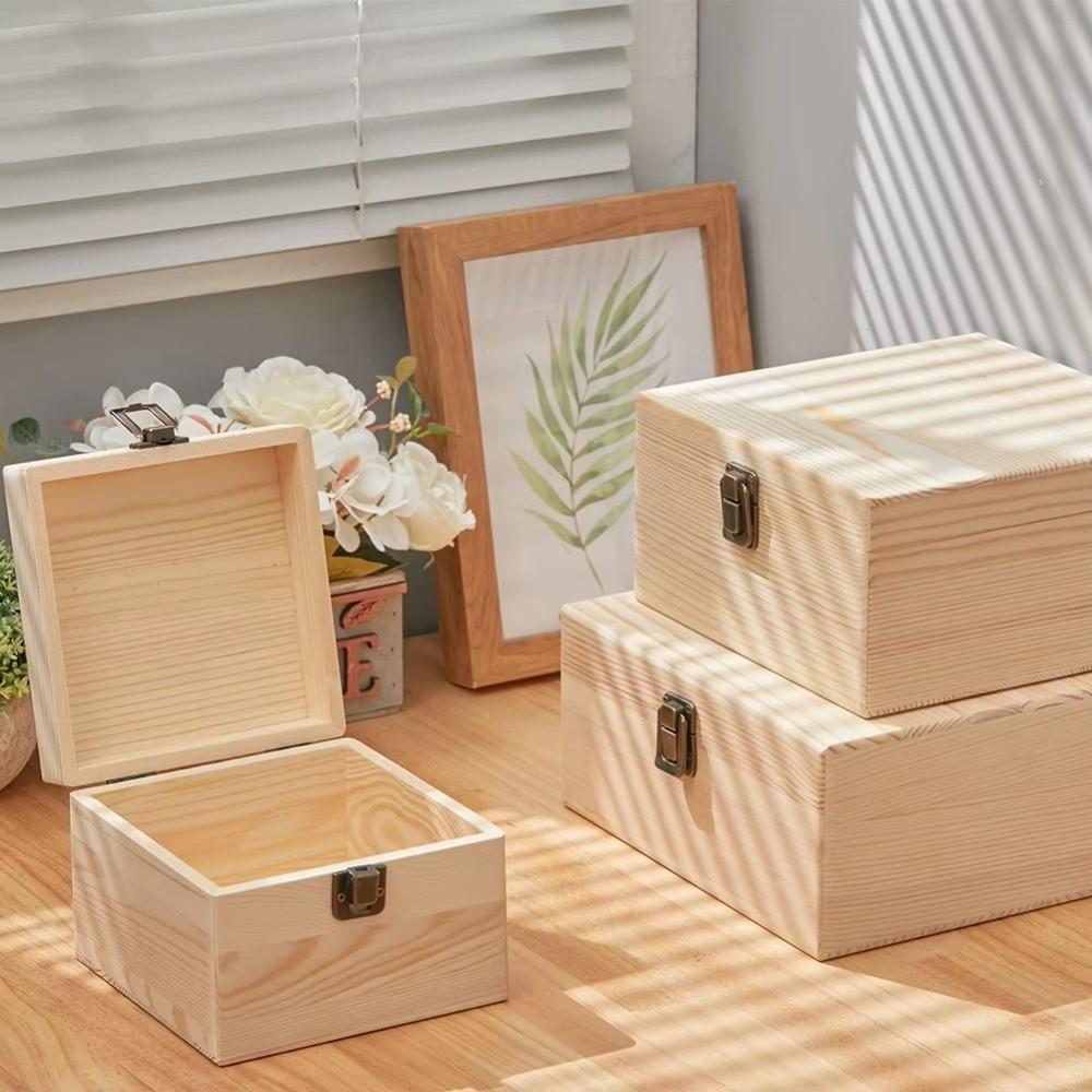 Wooden Storage Box Clamshell Dried Flower Box Retro Jewelry Gift Box  For Home Decor