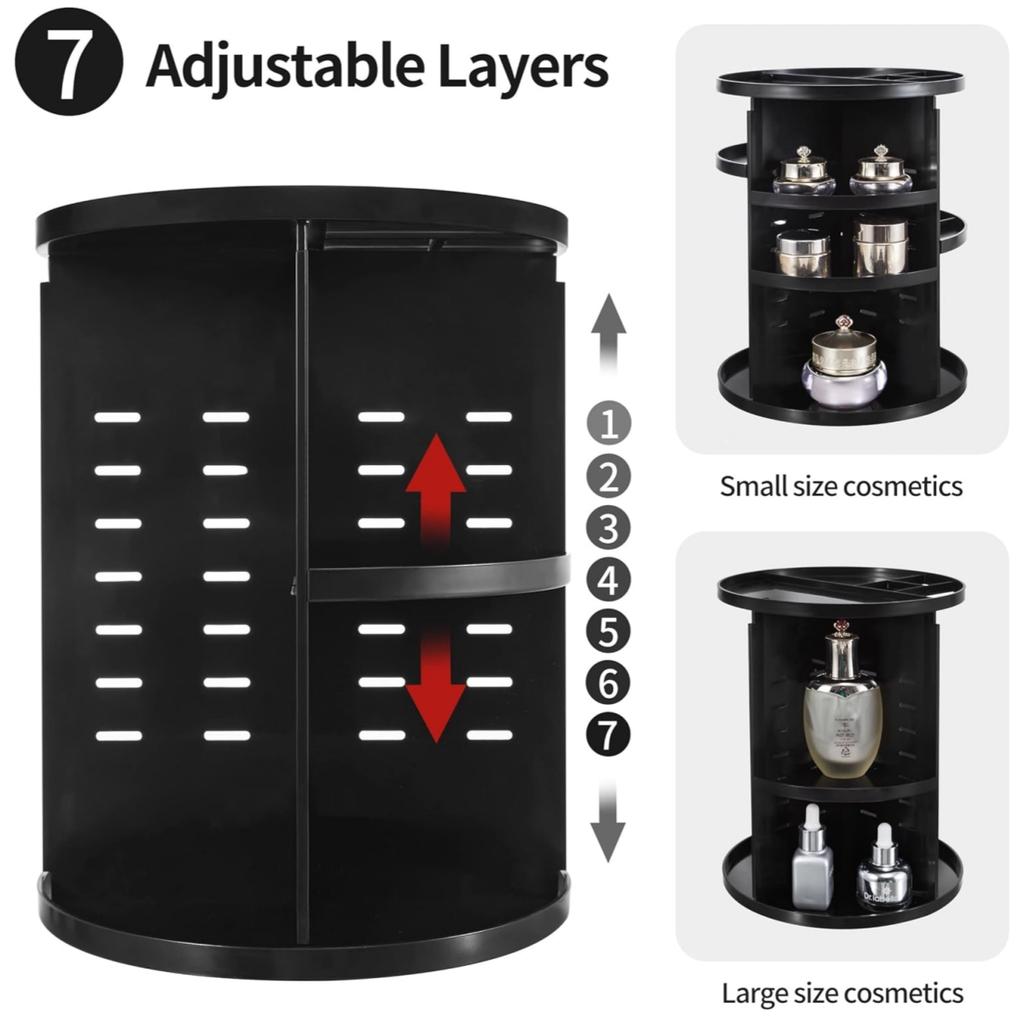 1pc 360 Spinning Makeup Organizer, Lazy Susan Rack Cosmetic Carousel Storage Shelf, Great for Countertop and Bathroom, Clear