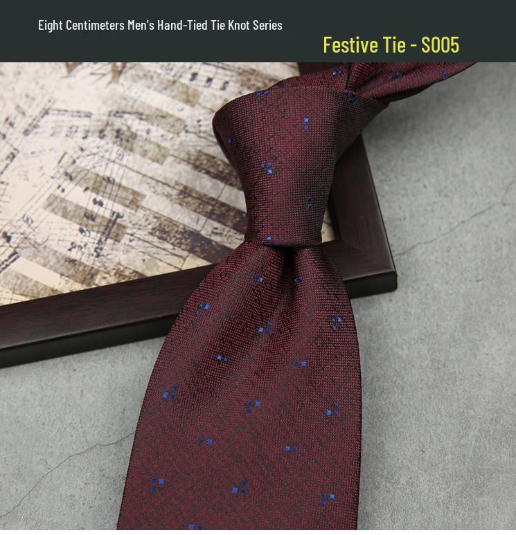 Men's Formal Wine Red Wedding Tie - 8CM Hand-Tied Groom Suit Accessory