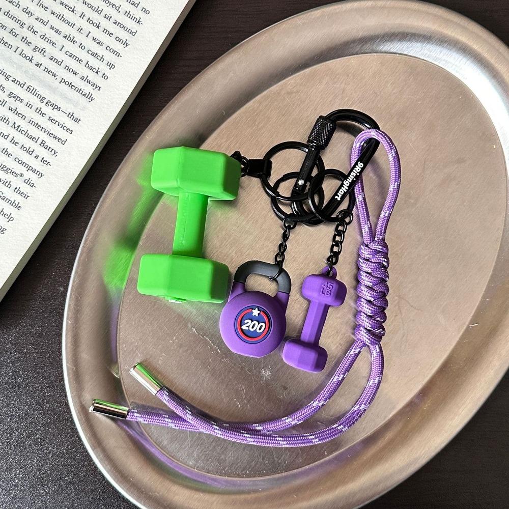 Mini Barbell Plates Key Chain with D-shaped Buckle Simulation Dumbbells Keyring  Gifts
