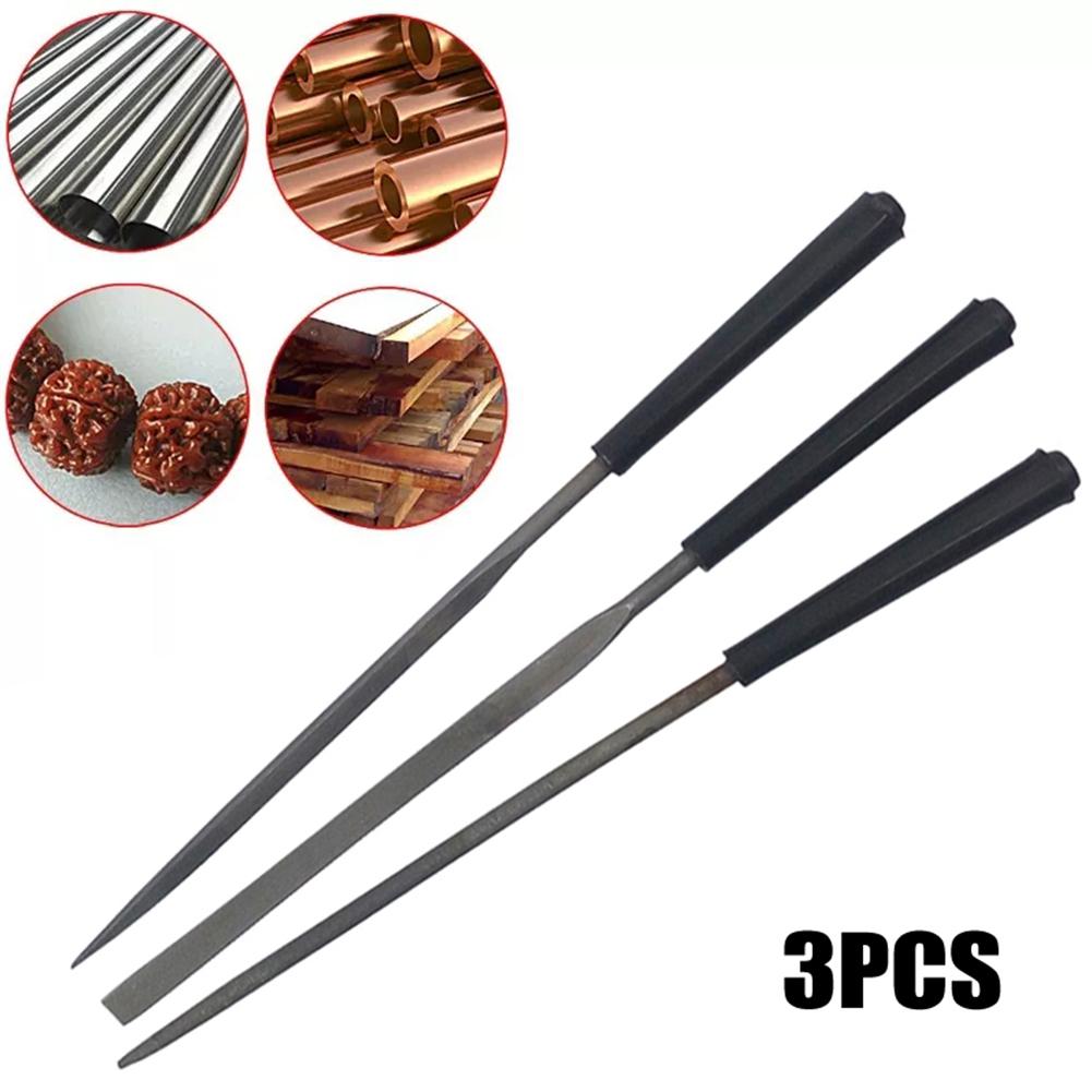 Hand Tools Diamond Files Stone Glass Plastic Flat Nonslip Plastic Round Silver + Black Triangle 3pcs Convenient