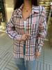 2025 Women's Long Sleeve Plaid Flannel Shirt - Preppy Style, Plus Size, Casual Coat