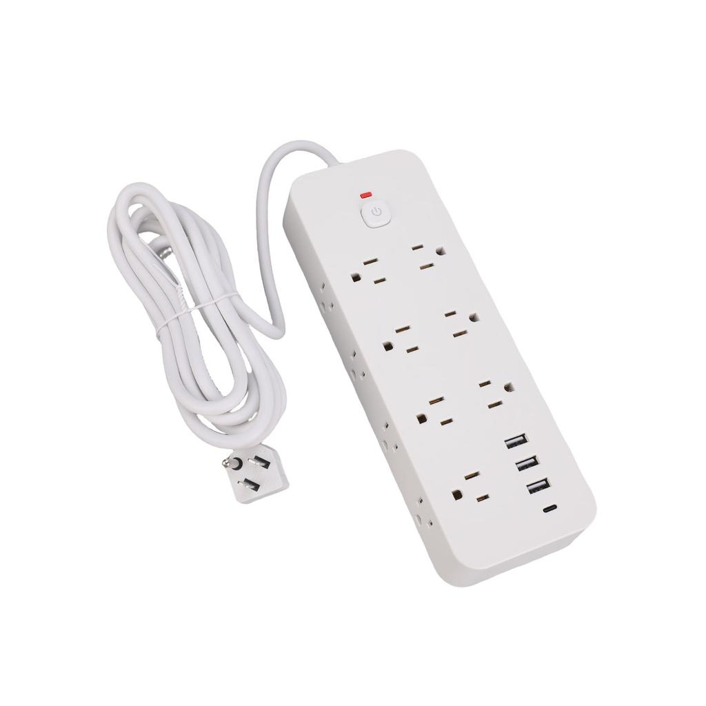 Steckdosenleiste mit USB-Anschlüssen PD Schnellladung 3 USB 1 Typ C 14 AC-Steckdosen Schreibtisch-Ladestation mit 3m Verlängerungskabel für Zuhause