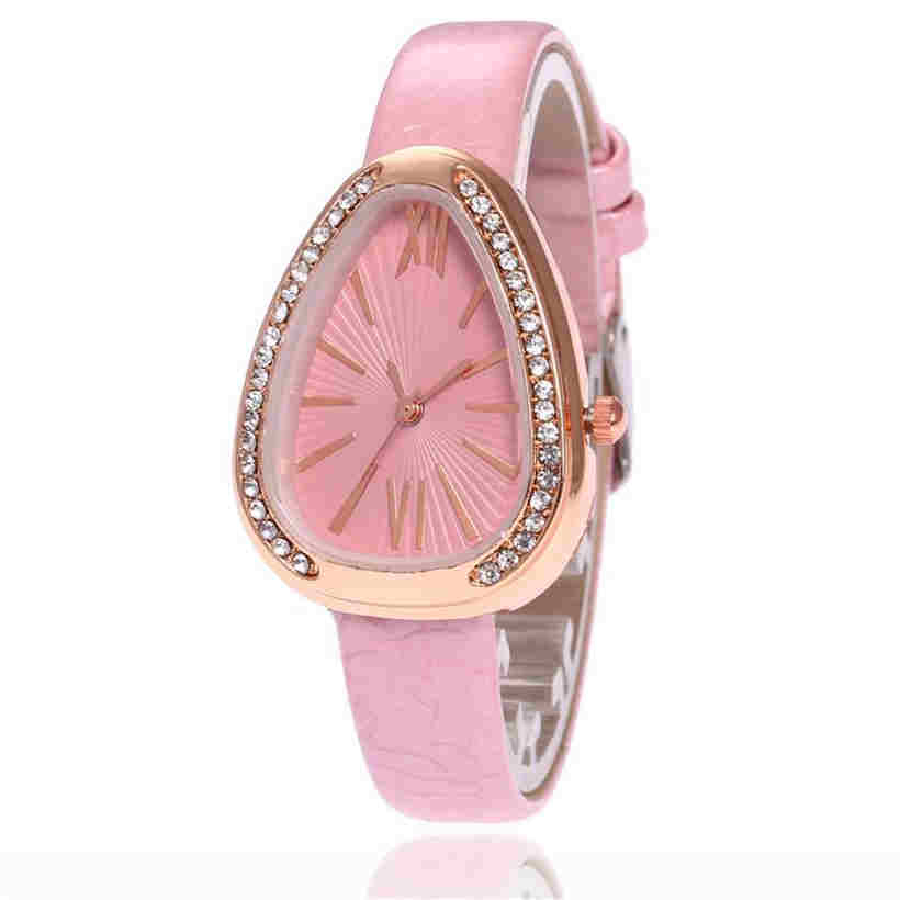 Fashion Ladies Casual Triangle Dial Watches Snakeskin Strap Roman Digital Wrist Watch