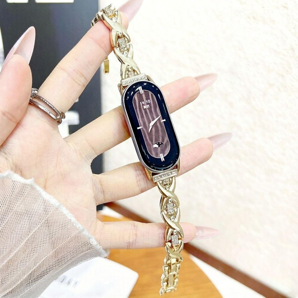 Metal Diamond Watch Band for Mi Band 8 9 10 Detachable Women Slim Dressy Strap for Mi Band 8Pro 9Pro Redmi Watch 4 5 6 Correas