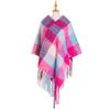 Winter Ladies Circle Yarn Thick Tassels Cape Thick Color Plaid Shawl Scarf