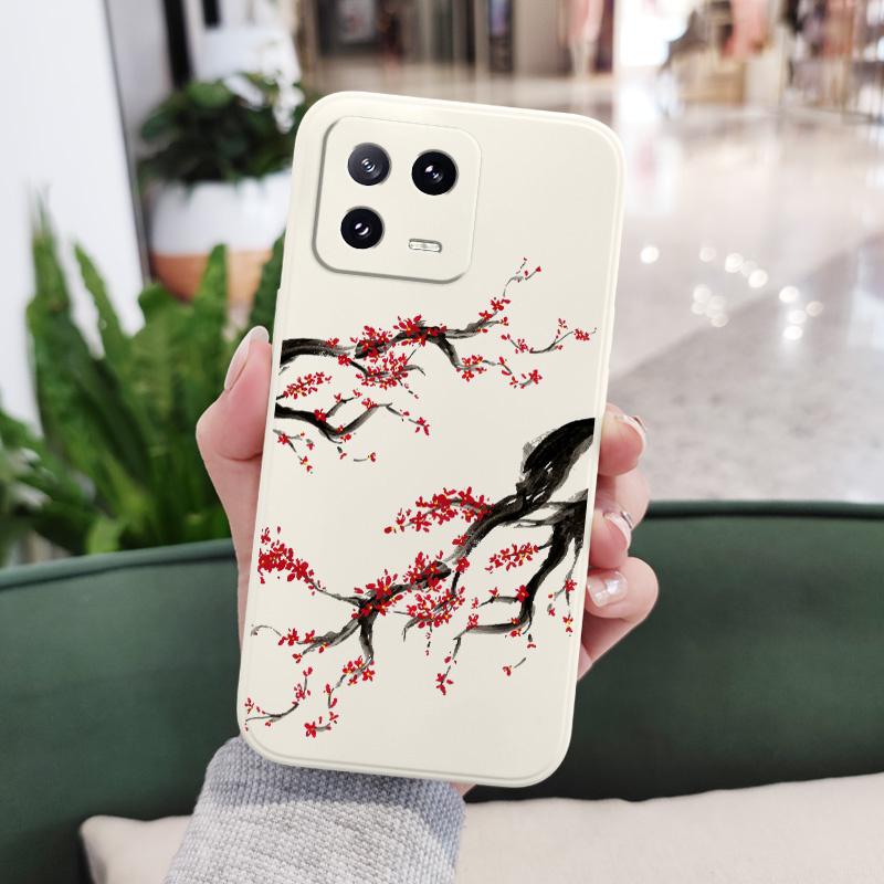 Cold Plum Snow Phone Case For Xiaomi Mi 15 14 14T 13 13T 12 12X 12T 12S 11 11T 10 10T 9 9T Pro Lite Liquid Silicone Cover
