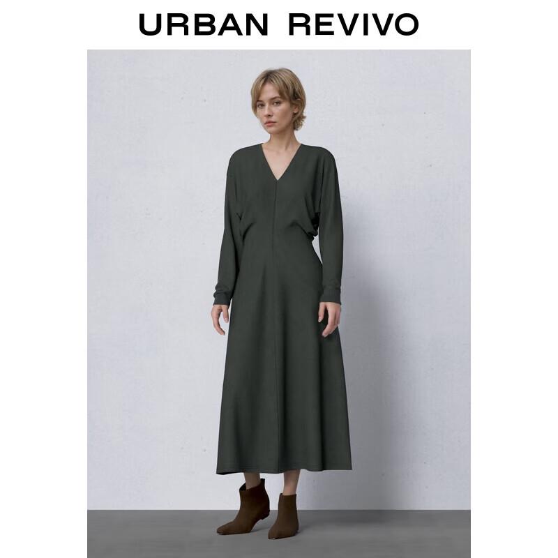 

UR Women s Winter Modern Pleated V-Neck Long Dress M