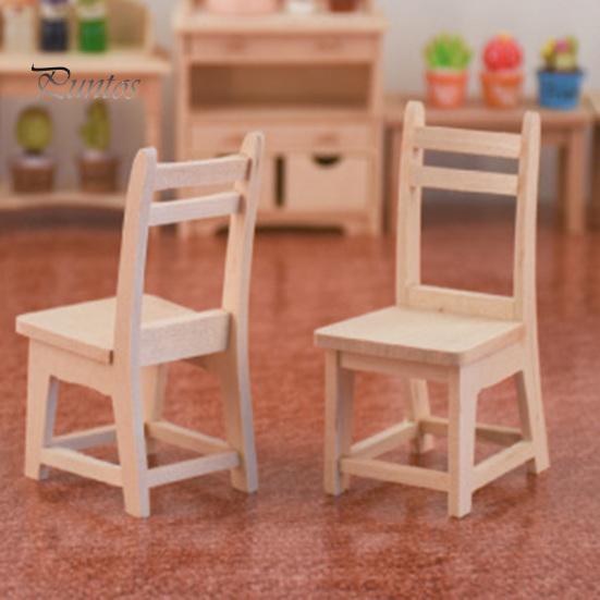 Dřevěná nebarvená miniaturní ozdoba na nábytek na židličku pro 1/12 domečku pro panenky