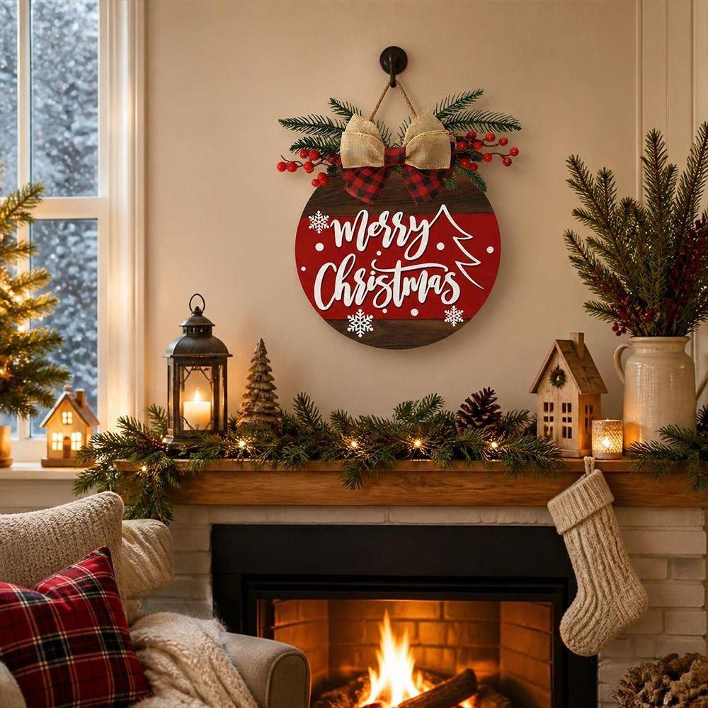 Wood Wooden Christmas Sign Hanging Christmas Hanging Ornament Christmas Door Sign Door Decoration