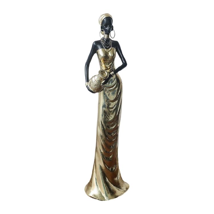 Resins Figure of African Black Woman Sculpture for Adding Cultural Touch to Interior
