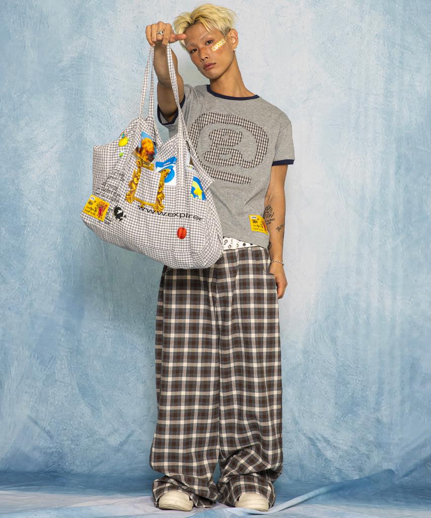 Glack Gb018 Multi Frame Check Tote Bag (Gray)